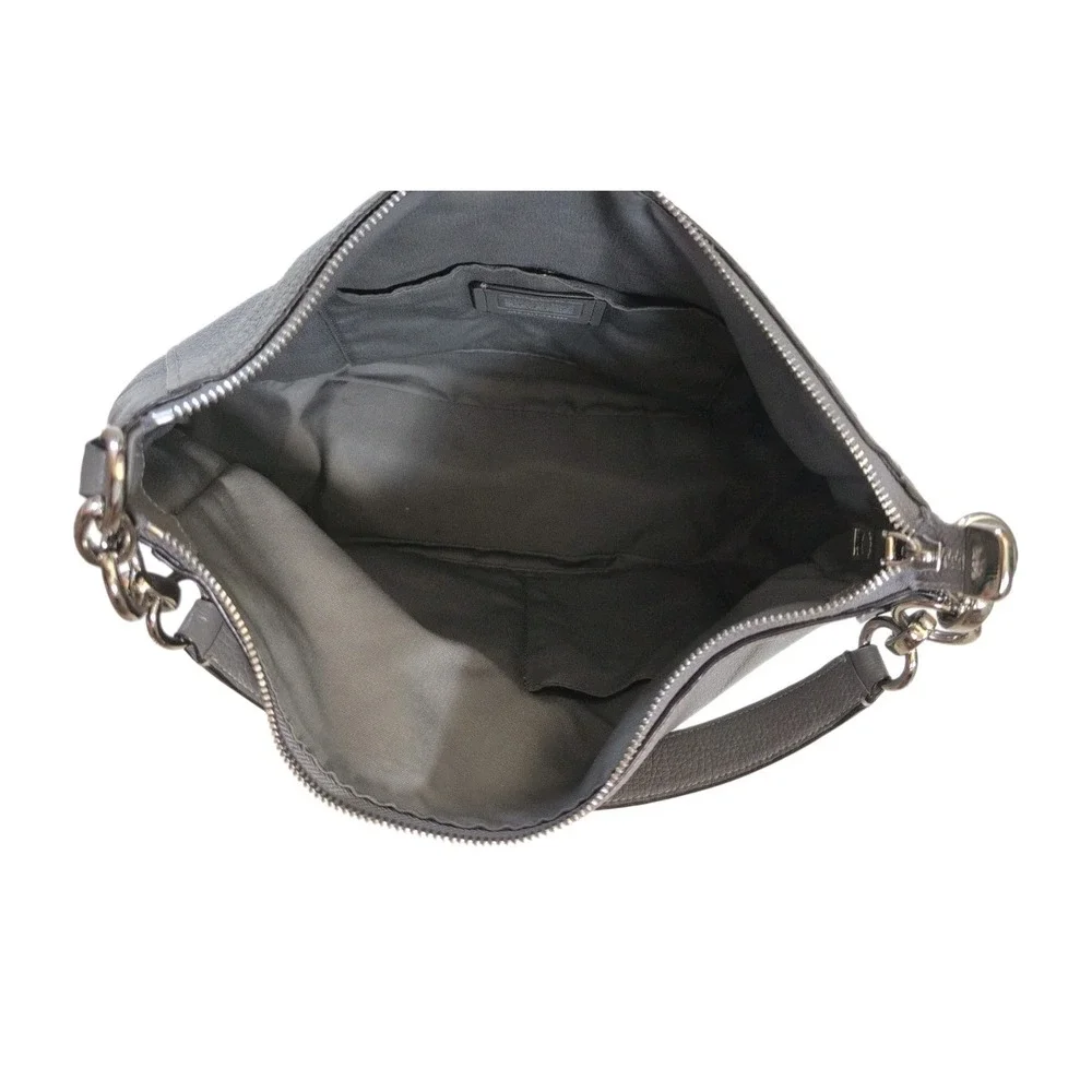 Coach Shoulder Bag Elle Hobo Heather Grey Silver Pebbled Leather Purse